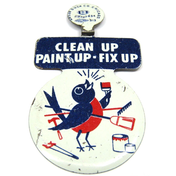 Green Duck Company Pin Button Tab Clean Paint & Fix Up Vintage Badge - Picture 1 of 3